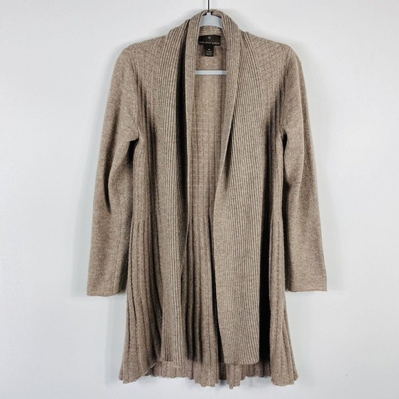 Fenn Wright Mason Size Medium Wool Blend Open Front Cardigan Sweater Tan - Picture 1 of 4